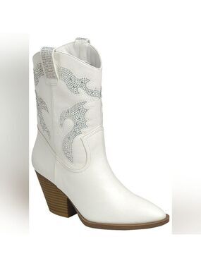 NWT White Rhinestone Western Boots Women Sizes 5.5